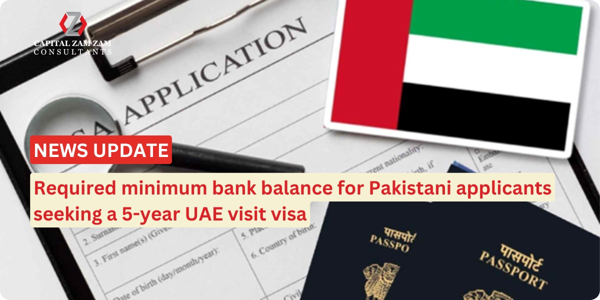 Required minimum bank balance for Pakistani applicants seeking a 5-year UAE visit visa